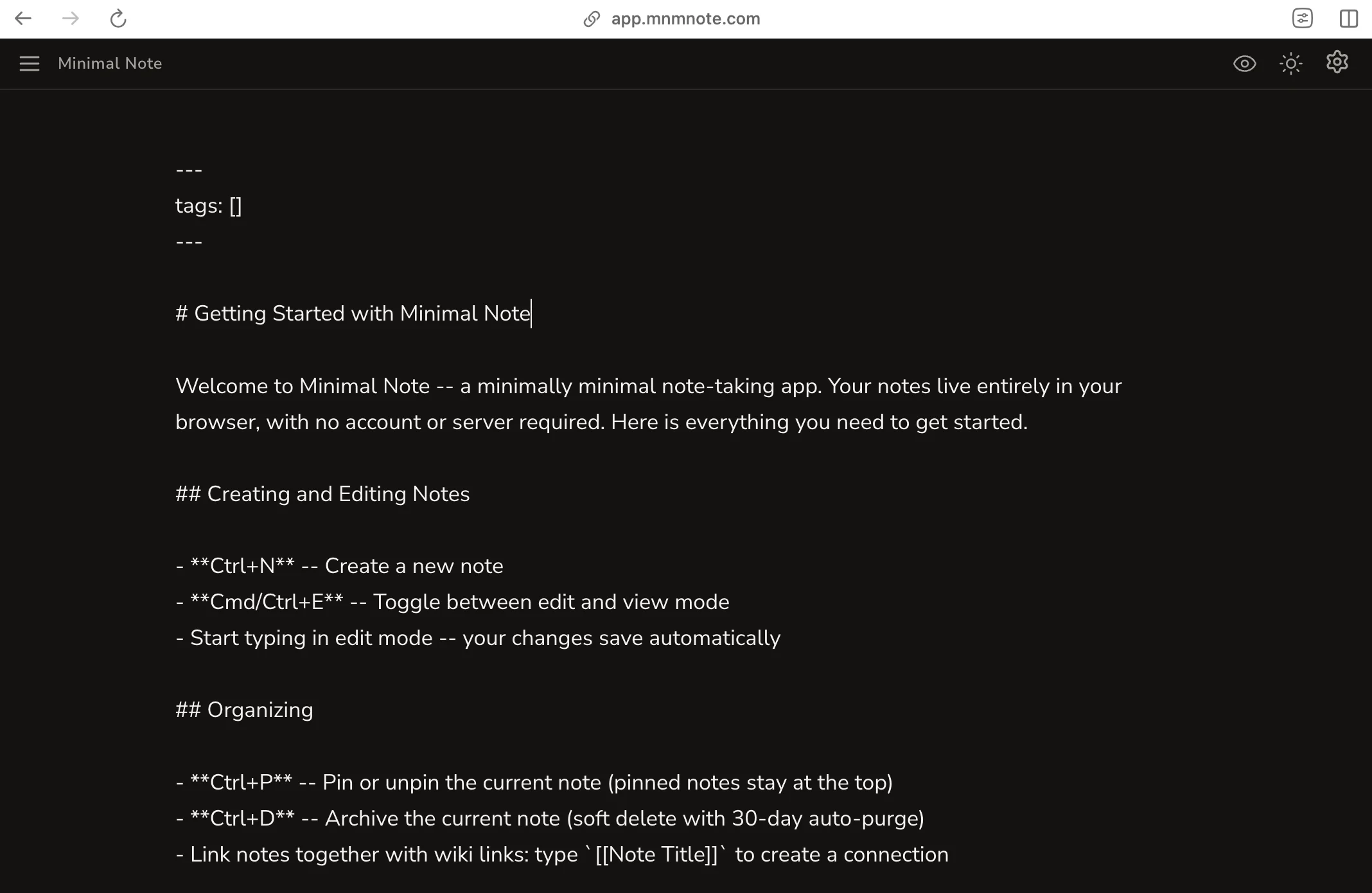 Plain text editing in dark mode