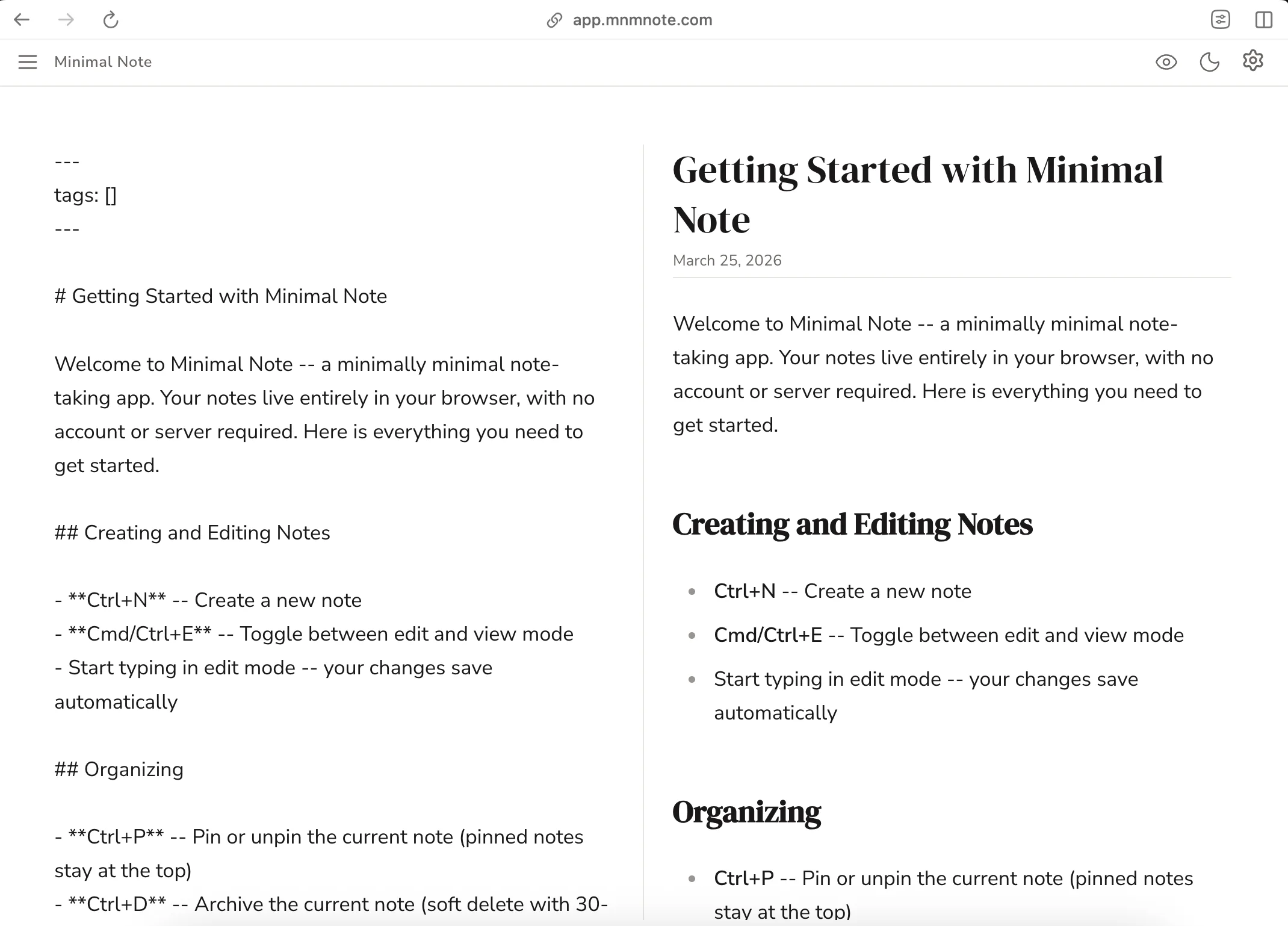 Side by side editing and preview